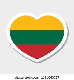 Flag of Lithuania icon. Vector heart sticker.