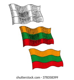 Flag of Lithuania - Illustration - engraving