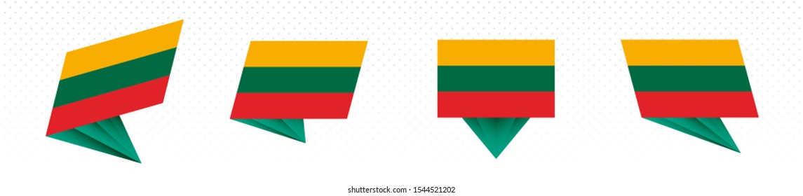 Flag of Lithuania in modern abstract design, vector flag set.
