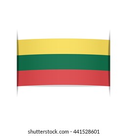 Flag of Lithuania, officially the Republic of Lithuania. Vector illustration of a stylized flag. The slit in the paper with shadows. Element for infographics.
