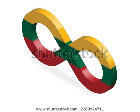 Flag of Lithuania patriotic vector design.  3D infinity in national flag colors isolated on white background with shadow for your design.  EPS10