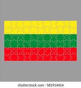   Flag of Lithuania puzzle on gray background. vector illustration