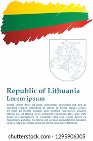Flag of Lithuania, Republic of Lithuania. Template for award design, an official document with the flag of Lithuania. Bright, colorful vector illustration.