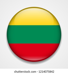 Flag of Lithuania. Round glossy badge