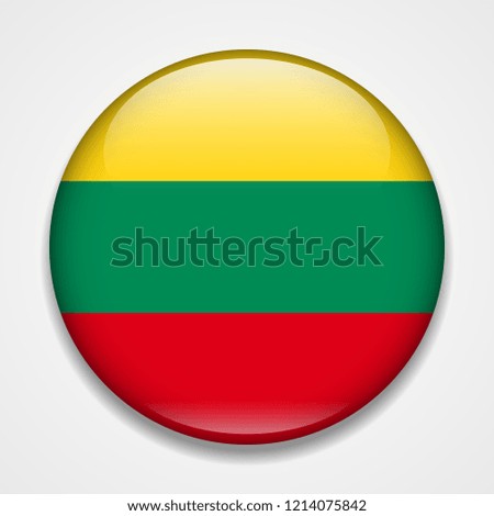 Flag of Lithuania. Round glossy badge