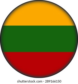 Flag of Lithuania as round glossy icon. Button with Lithuanian flag