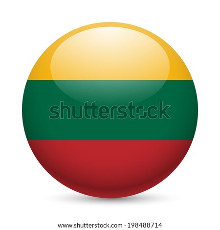 Flag of Lithuania as round glossy icon. Button with Lithuanian flag