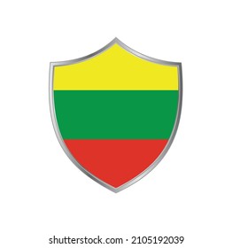 Bandera de Lituania con marco de escudo plateado