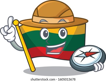 Flag lithuania stylized Explorer having a compass
