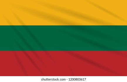 Flag Lithuania swaying in the wind, realistic vector.