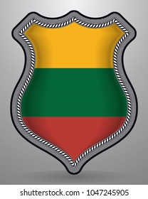 Flag of Lithuania. Vector Badge and Icon. Horizontal Orientation Version