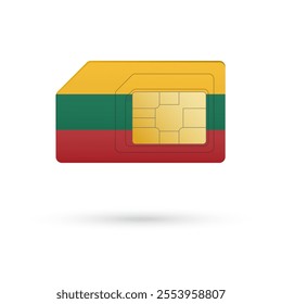 Flag of Lithuania. Vector illustration of SIM Card with flag on white background