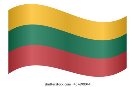 Flag of Lithuania waving on white background
