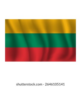Bandeira da Lituânia ondulada flui ao vento, com dobras 3d