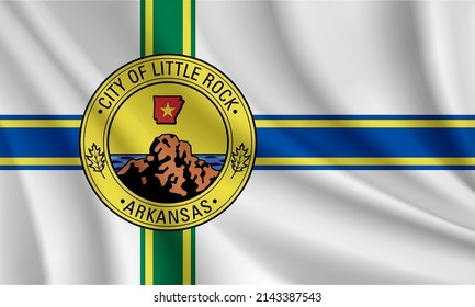 Flag of Little Rock, Arkansas, USA. Realistic waving flag of Little Rock vector background.