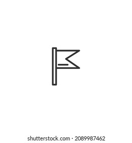 flag locate line icon, outline vector sign, pixel perfect icon