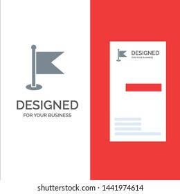 Flag, Location, Map, World Grey Logo Design and Business Card Template