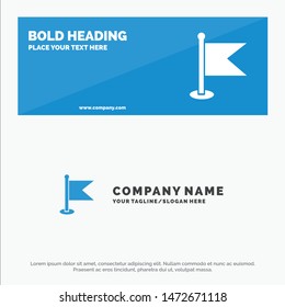 Flag, Location, Map, World SOlid Icon Website Banner and Business Logo Template