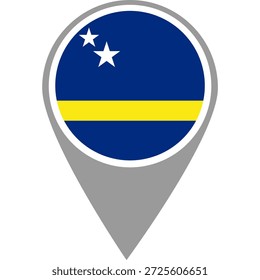 Pin de ubicación de la bandera de Curazao, Pin de ubicación de la bandera de Curazao, Puntero de mapa de Curazao en alta calidad