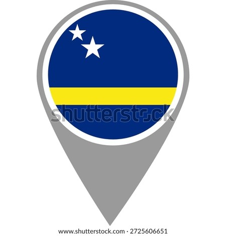 Curaçao flag location pin, Curaçao flag on location pin, Curaçao map pointer in high quality