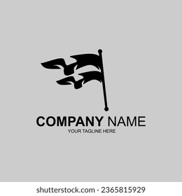 The flag logo flying with a stick looks luxurious and attractive, suitable for logos, symbols of independence, clip art, icons, sketches, mascots, templates, decorations, t-shirt screen printing, etc.