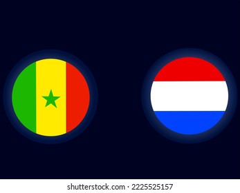 flag logo of senegal vs netherlands at world cup 2022, vector