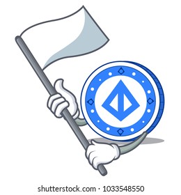 With flag loopring coin mascot cartoon