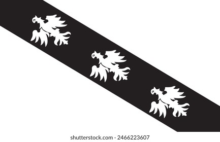 Bandera de la provincia de Lorena en color blanco y negro. Ilustración vectorial