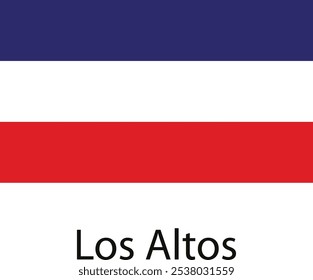 A bandeira de Los Altos, Califórnia. Possui três listras horizontais nas cores azul, branco e vermelho.