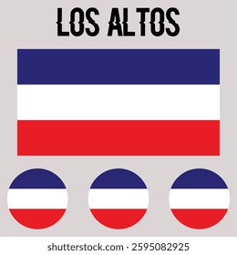 The flag of Los Altos, California. It features three horizontal stripes in the colors blue, white, and red.