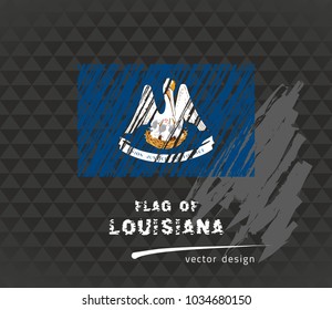 Flag of Louisiana, vector pen illustration on black background