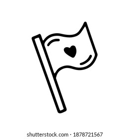 bandera con corazón de amor. Ilustración vectorial en estilo doodle. Diseño para el Día de San Valentín, boda, invitación