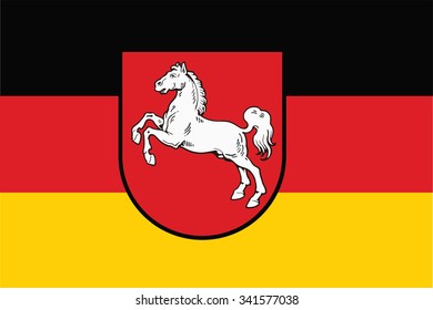 Flag of Lower Saxony or Niedersachsen state of Germany. Vector illustration.
