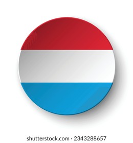 La bandera de Luxemburgo. Icono de indicador de botón. Color estándar. Indicador de icono de círculo. 3 quinquies ilustración. Ilustración del equipo. Ilustración digital. Ilustración vectorial.