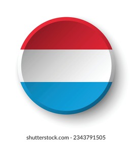 The flag of Luxembourg. Button flag icon. Standard color. Circle icon flag. 3d illustration. Computer illustration. Digital illustration. Vector illustration.