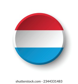 The flag of Luxembourg. Button flag icon. Standard color. Circle icon flag. 3d illustration. Computer illustration. Digital illustration. Vector illustration.