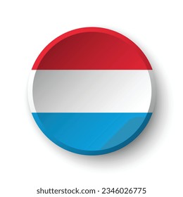 The flag of Luxembourg. Button flag icon. Standard color. Circle icon flag. 3d illustration. Computer illustration. Digital illustration. Vector illustration.