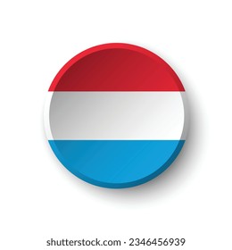La bandera de Luxemburgo. Icono de indicador de botón. Color estándar. Indicador de icono de círculo. 3 quinquies ilustración. Ilustración del equipo. Ilustración digital. Ilustración vectorial.