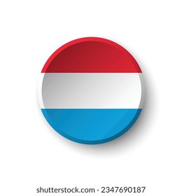 The flag of Luxembourg. Button flag icon. Standard color. Circle icon flag. 3d illustration. Computer illustration. Digital illustration. Vector illustration.