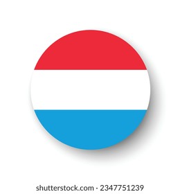 The flag of Luxembourg. Button flag icon. Standard color. Circle icon flag. 3d illustration. Computer illustration. Digital illustration. Vector illustration.