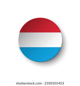 La bandera de Luxemburgo. Icono de indicador de botón. Color estándar. Indicador de icono de círculo. 3 quinquies ilustración. Ilustración del equipo. Ilustración digital. Ilustración vectorial.