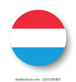 The flag of Luxembourg. Button flag icon. Standard color. Circle icon flag. 3d illustration. Computer illustration. Digital illustration. Vector illustration.