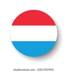 The flag of Luxembourg. Button flag icon. Standard color. Circle icon flag. 3d illustration. Computer illustration. Digital illustration. Vector illustration.