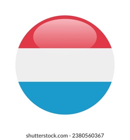 The flag of Luxembourg. Button flag icon. Standard color. Circle icon flag. 3d illustration. Computer illustration. Digital illustration. Vector illustration.