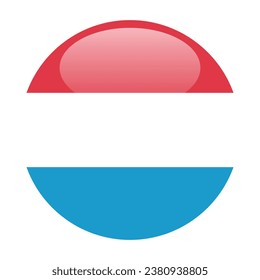 The flag of Luxembourg. Button flag icon. Standard color. Circle icon flag. 3d illustration. Computer illustration. Digital illustration. Vector illustration.