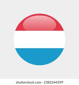 The flag of Luxembourg. Button flag icon. Standard color. Circle icon flag. 3d illustration. Computer illustration. Digital illustration. Vector illustration.