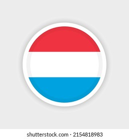 Bandera de Luxemburgo con marco circular y fondo blanco