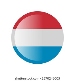 The flag of luxembourg. Circle icon flag. Button flag icon. Standard color. 3d illustration. glossy circle badge	