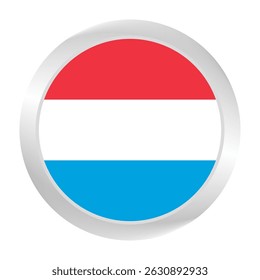 Bandera de Luxemburgo . Logotipo del icono de la bandera del círculo. Bandera redonda. Icono de la bandera. Color estándar. Ilustración digital. Ilustración vectorial.