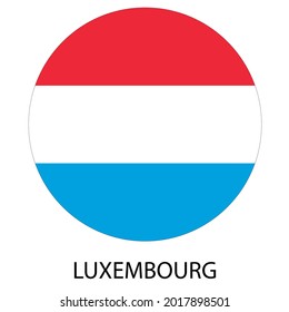 Flag of Luxembourg in a circle, vector illustration. Inscription: Luxembourg
